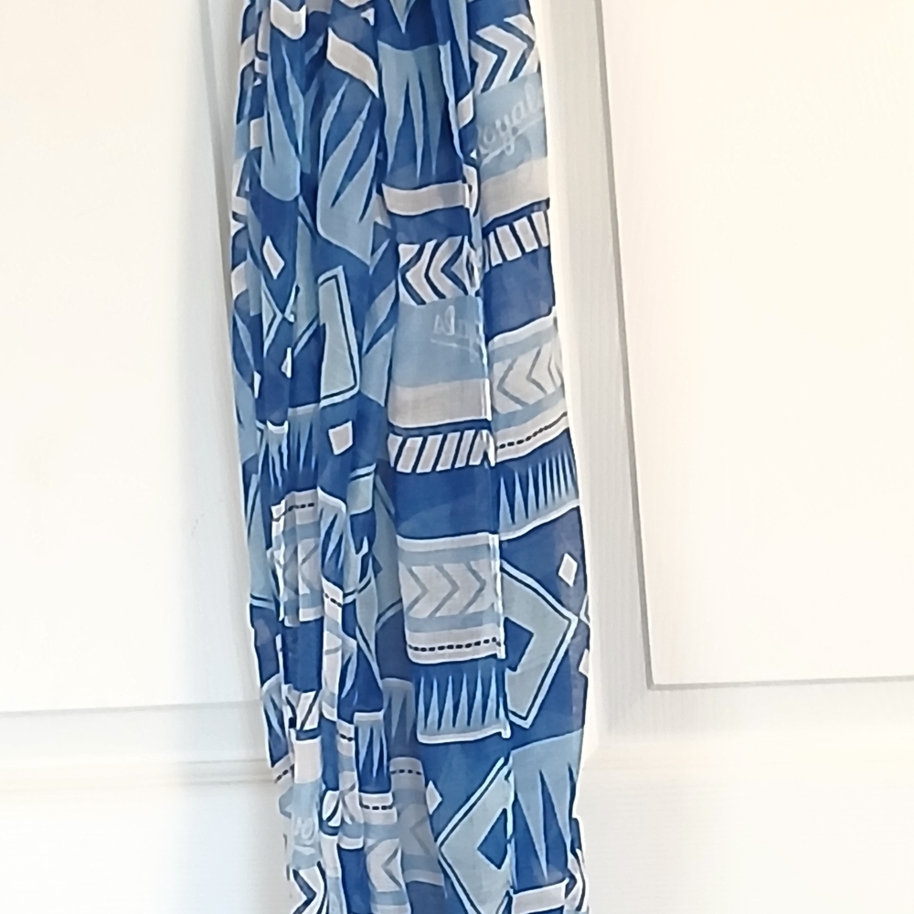 Blue Patterned Scarf - Picture 3 of 7